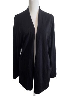 Foxcroft Black Open-Front Women's Cardigan Size L
